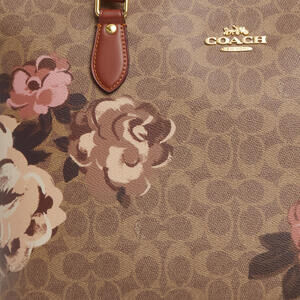 Gallery Tote Bag In Signature Canvas With Rose Print..... NWT